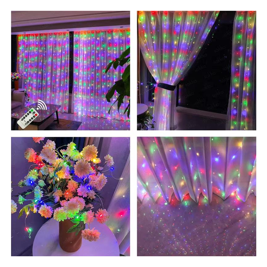 LED CURTAIN (300 LED LAMPS) 3Mx3M MULTICOLOR – 2
