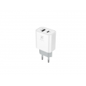 WALL CHARGER MX ALFA 20W PD+QC, USB-A+C + C|C CABLE 20W PD, WHIT