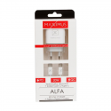 WALL CHARGER MX ALFA 20W PD+QC, USB-A+C + C|C CABLE 20W PD, WHIT