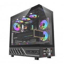 Корпус компьютера DarkFlash DS950V с дисплеем (черный) + 6 вентиляторов