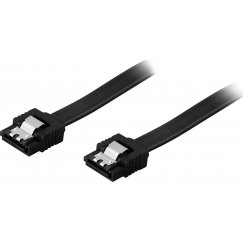Deltaco SATA-kaapeli, SATA 6Gb/s,lukkoklipsi suora-suora, musta, 0,5m