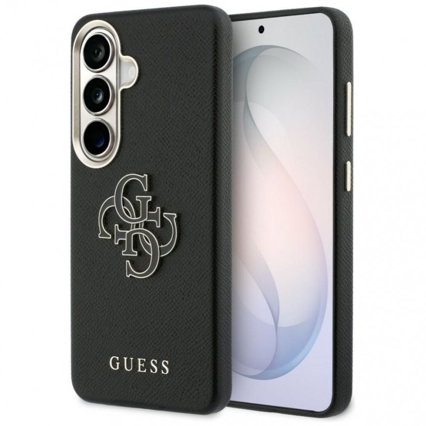 Чехол GUESS для SAMSUNG S26 GUHCS26S5PS4RGGK (Грубая кожа, большой металлический логотип 4G) черный