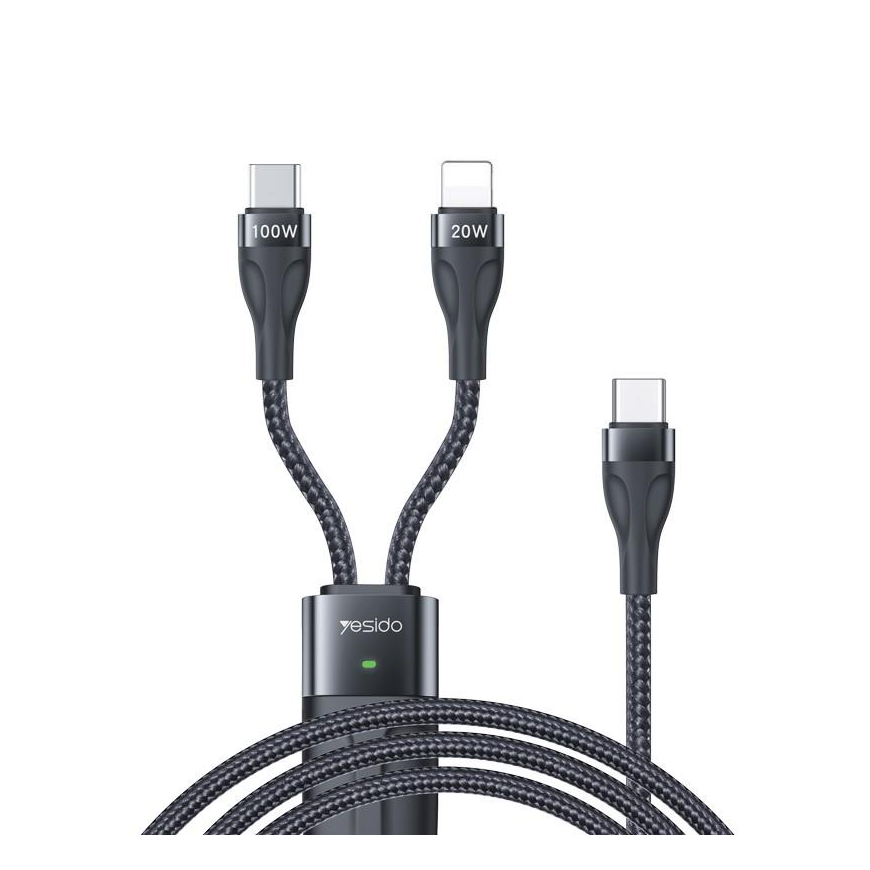 YESIDO CABLE CA87 100W TYPE-C|2IN1 1,4M 3,5A BLACK