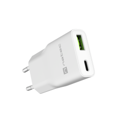 Natec Ribera USB Įkroviklis Gan Slim USB 1X USB-A + 1X USB-C 20W