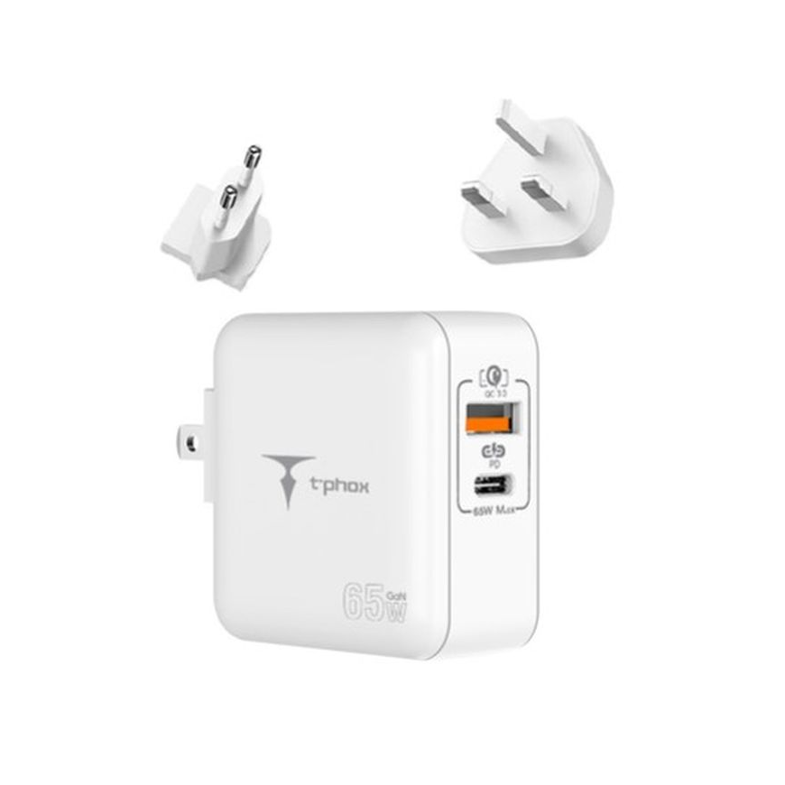 WALL CHARGER T-PHOX MEGA T-PP09 GAN PD 65W USB|USB-C WHITE – 2