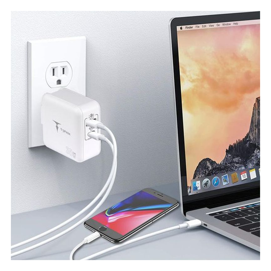 WALL CHARGER T-PHOX MEGA T-PP09 GAN PD 65W USB|USB-C WHITE – 4