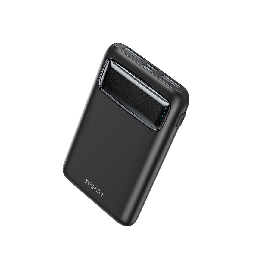 yesido Powerbank YP33 5 000 mAh LED, 2xUSB-A + USB-C BLACK