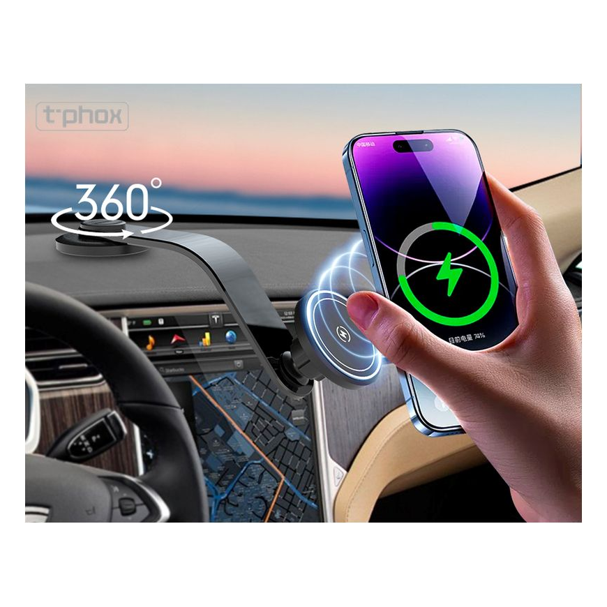 T-PHOX MAG ON 15W MAGNETIC WIRELESS CAR MOUNT BLACK – 3