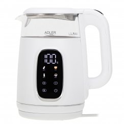 Adler AD 1305WS elektrinis virdulys 1,7 L 2200 W Permatomas, Balta, Sidabras