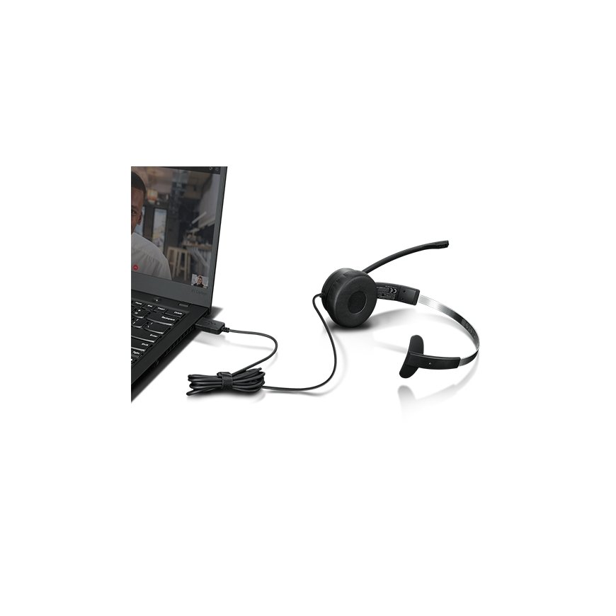 Lenovo 100 Mono Austiņas Vadu Birojs / zvanu centrs USB Type-A Melns – 4