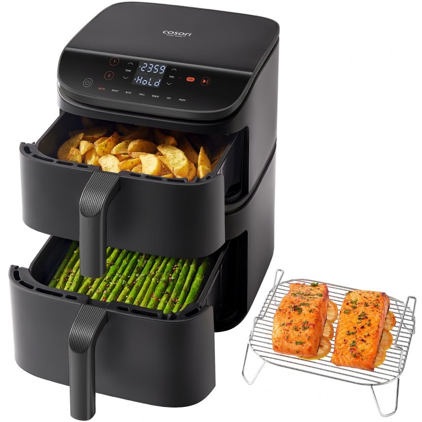 Cosori Turbo Tower Kaksois 10,8 L Erillinen 2630 W Kuumakiertoilmakypsennin musta – 2