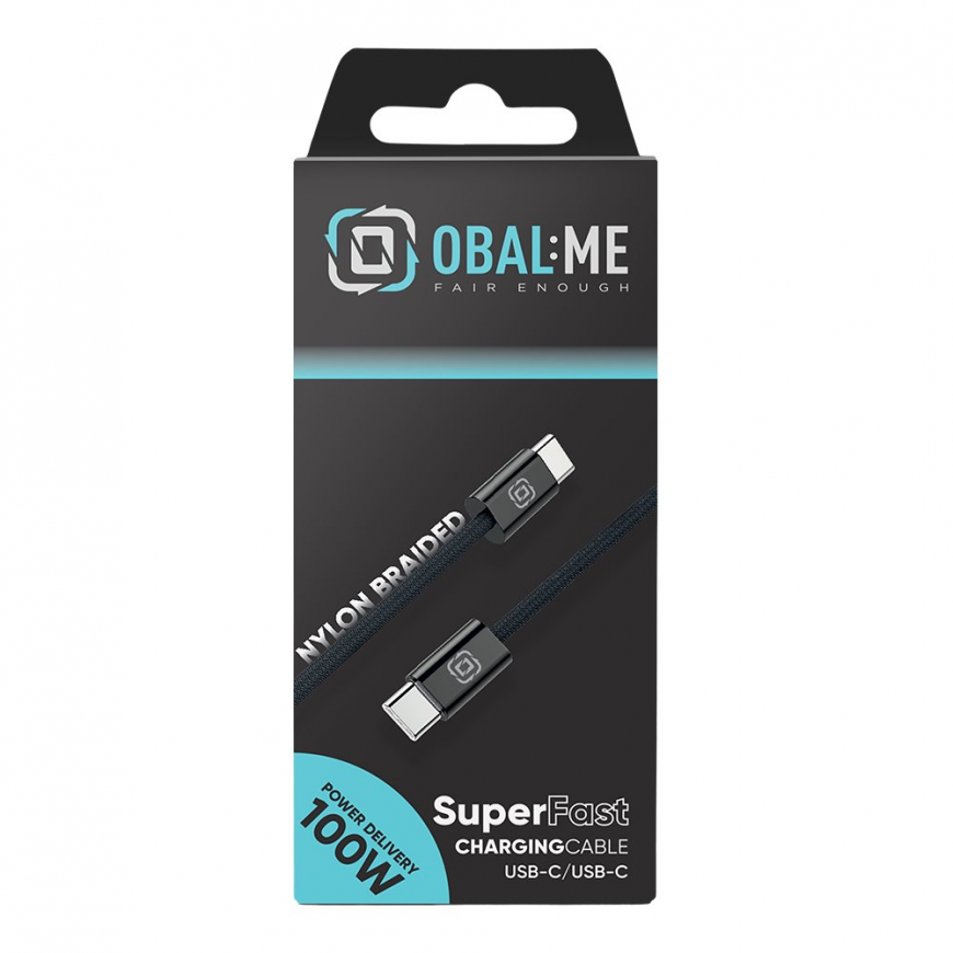 OBAL:ME Super Fast USB-C|USB-C Braided Cable 100W 1m Black