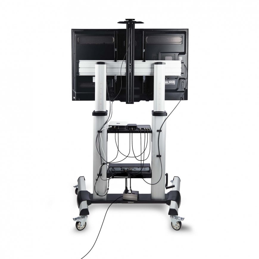 StarTech.com 1110C-MOBILE-TV-CART televizoriaus laikiklis 2,54 m (100") Juoda, Sidabras – 3