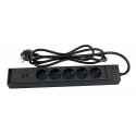 Blackstorm Farad pratęsimo laidas su RGB šviesomis, 5 lizdai + 2 x USB-A, 2 m Blackstorm Farad pratęsimo laidas su RGB šviesomis, 5 lizdai + 2 x USB-A, 2 m