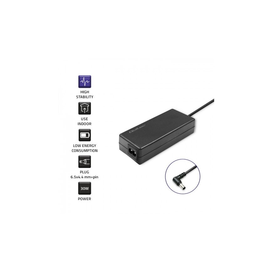 Qoltec 52400 toiteadapter ja vaheldi Hoonesisene 30 W Must – 3