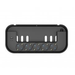 Fuj:tech 5-розеточная кредитная коробка удлинителя, 1 x USB-A + 1 x USB-C, черная