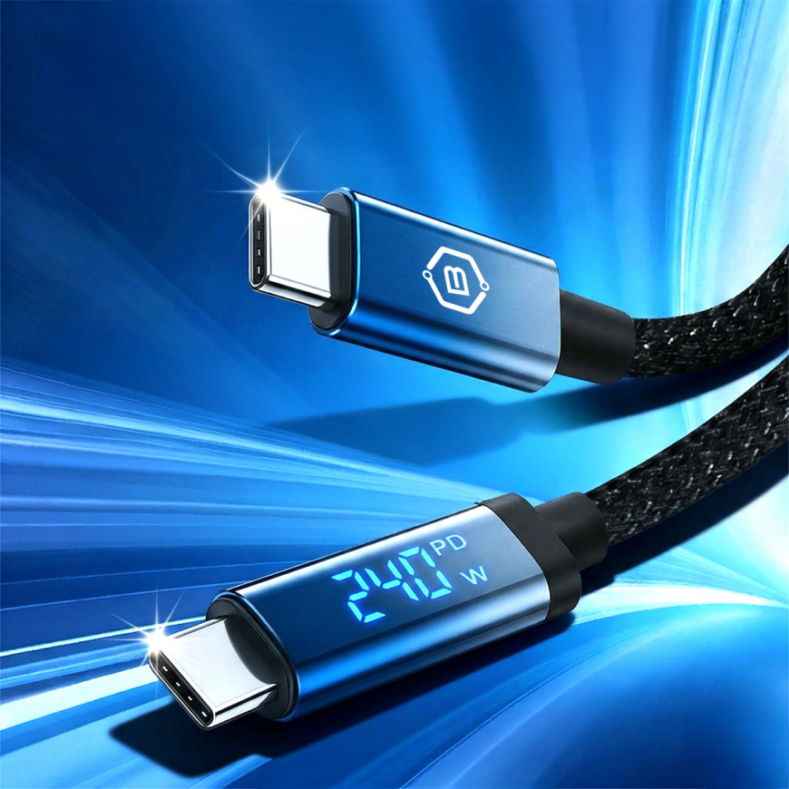 Blavec Kabel Velox pleciony - Typ C na Typ C - PD 240W 5A LED di – 5