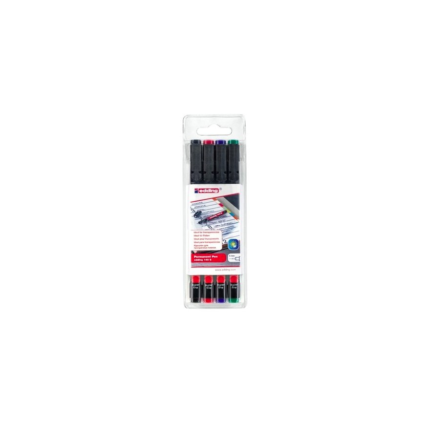 Edding 140 S püsimarker Peene otsaga Must, Sinine, Roheline, Punane 4 tk