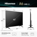 Hisense 43A6Q televizors 109,2 cm (43") 4K Ultra HD Viedtelevizors Wi-Fi Melns 300 cd/m²