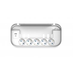 Fuj:tech 5-розеточная удлинительная коробка, 1 x USB-A + 1 x USB-C, белая