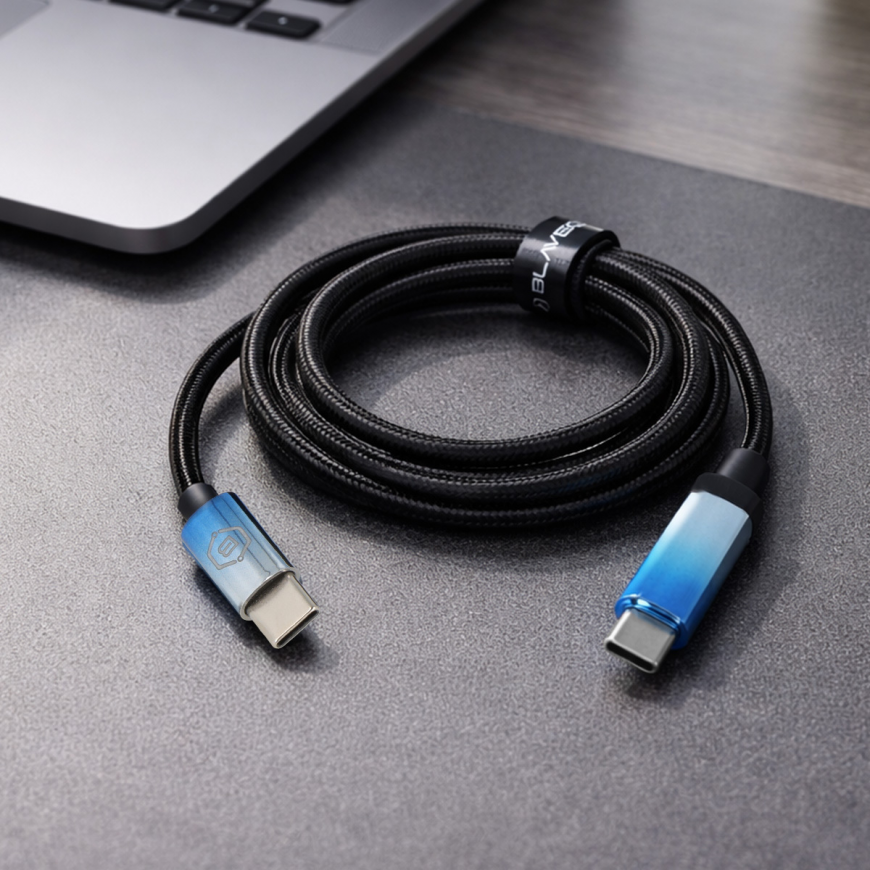 Blavec Kabel Velox pleciony - Typ C na Typ C - PD 100W 5A LED di – 3
