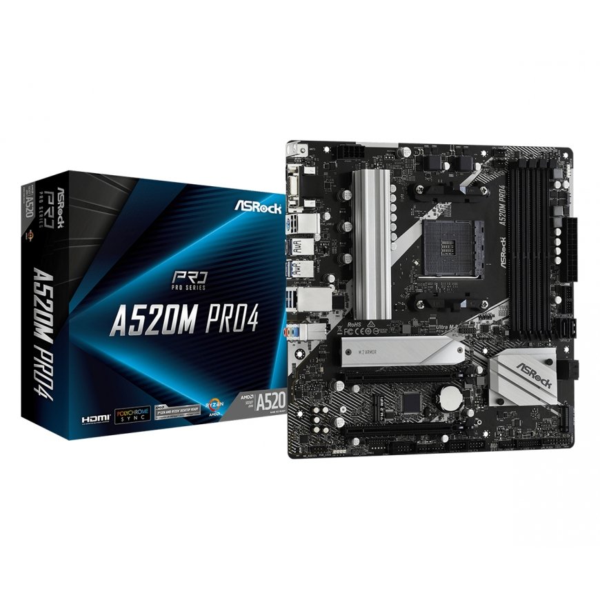 Asrock A520M Pro4 Ligzda AM4 mikro ATX