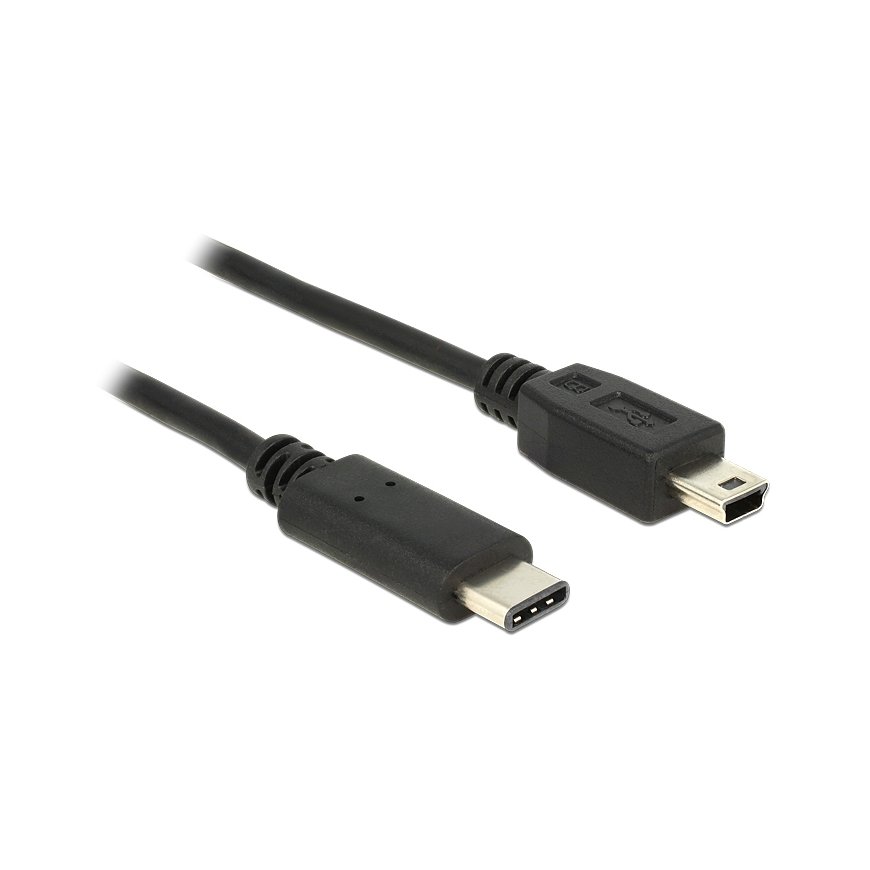 DeLOCK 0.5m, USB2.0-C/USB2.0 Mini-B USB kabelis 0,5 m Mini-USB B USB C Melns