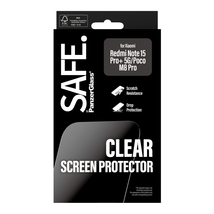 PanzerGlass SAFE. by ® Screen Protector Xiaomi Redmi Note 15 Pro+ 5G | Ultra-Wide Fit – 3
