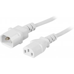 Deltaco Maadoitettu laite-/jatkokaapeli IEC 60320 C14- IEC 60320 C13 2m valk