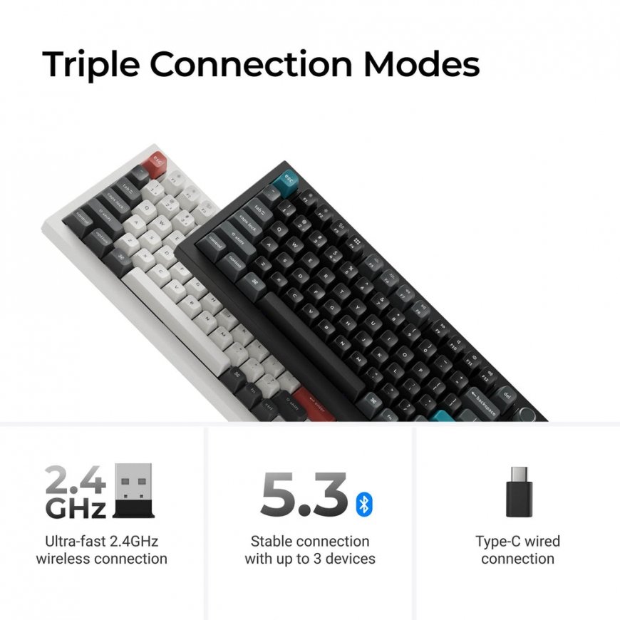 Keychron Q1 Ultra 8K näppäimistö Pelaaminen USB + RF Wireless + Bluetooth musta – 4