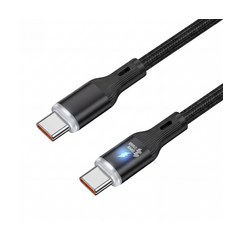 Spacetronik USB2.0 C tipa LED kabelis 60W silikona melns 1m