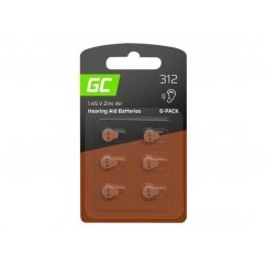 Green Cell klausos aparāta baterijas, 1,45 V, 160 mAh, izmērs 312 (PR41, P312, ZL3), cinku-oro (6 gab.)