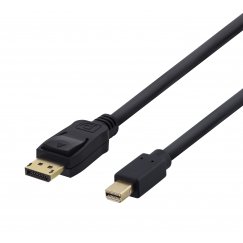 Deltaco Mini DisplayPort / DisplayPort -kaapeli, DP 1.2, HBR, 1 m, musta