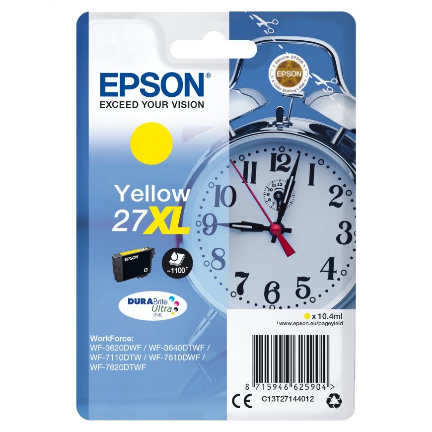 Epson Alarm clock C13T27144012 tintes kārtridžs 1 pcs Oriģināls Augsta (XL) produktivitāte Dzeltens