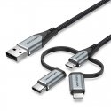 Vention CQJHF дата-кабель мобильных телефонов Серый 1 m USB A Lightning + micro-USB B + USB C