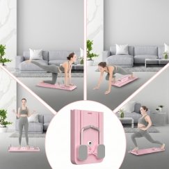Extralink DESKA DO PILATESU RÓZOWA REFORMER DO CWICZEN BRZUCHA POMPKI