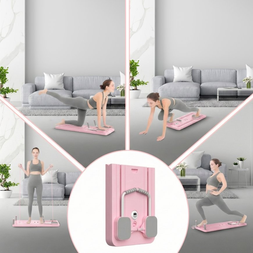Extralink DESKA DO PILATESU RÓZOWA REFORMER DO CWICZEN BRZUCHA POMPKI