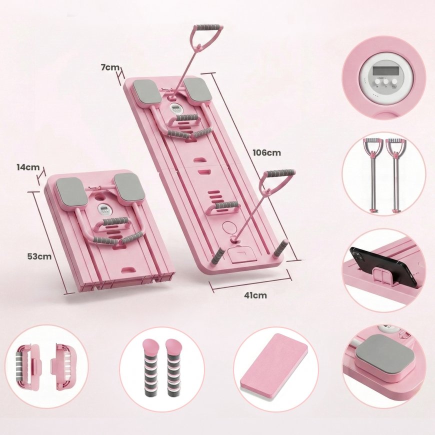 Extralink DESKA DO PILATESU RÓZOWA REFORMER DO CWICZEN BRZUCHA POMPKI – 3