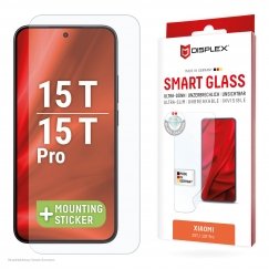 Displex Smart Glass (9H) for Xiaomi 15T/15T Pro, Mounting Sticker, unbreakable