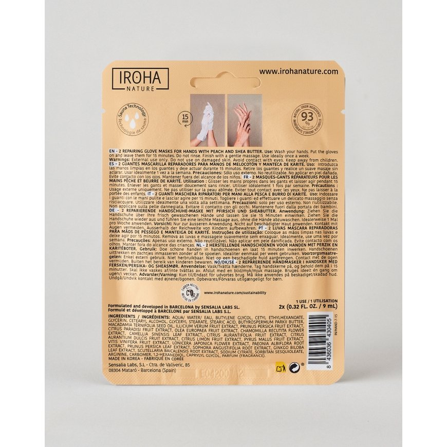 Iroha Nature Repairing Mask Gloves Peach 2 x 9ml – 2