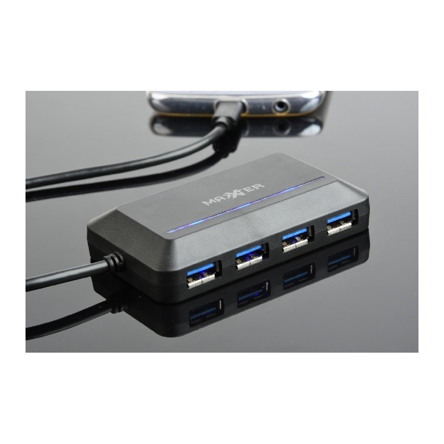 Maxxter ACT-HUB3C-4P interfeisa centrmezgls USB 3.2 Gen 1 (3.1 Gen 1) Type-A 5000 Mbit/s Melns – 2