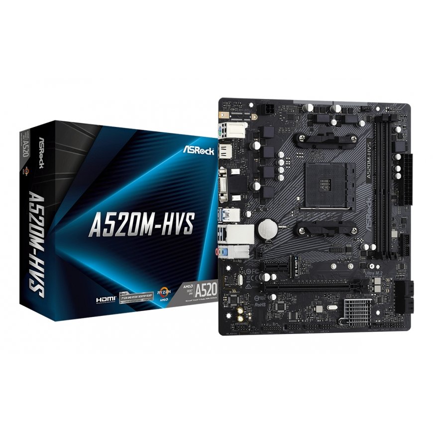 Asrock A520M-HVS AMD A520 Ligzda AM4 mikro ATX
