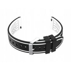 Pacific Silicone Watch Band U14 - black/white - 20mm