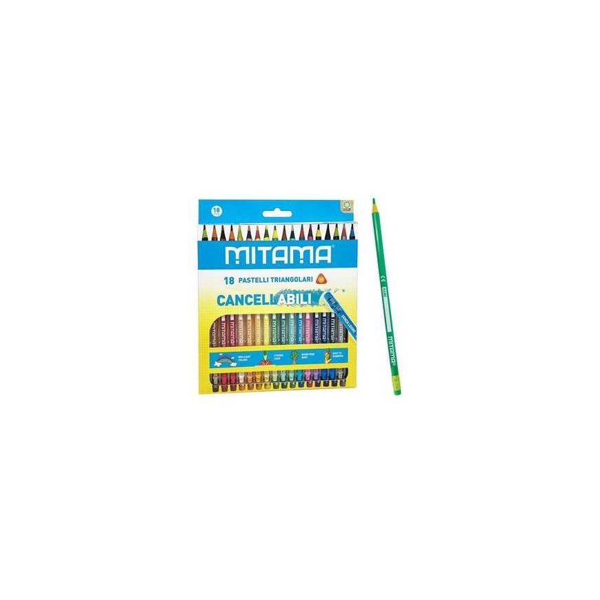 MITAMA triangular chalks with a wood-free eraser (18 pcs.)