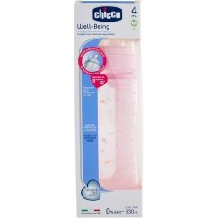Chicco Well-Being silikoninen vauvan pullo PP Fast Flux Rose 4m+ 330ml