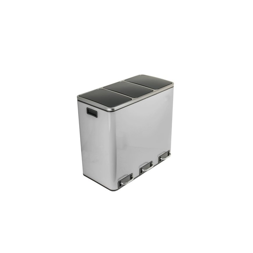 Spacetronik Metal Trash Can 3x18L Silver 54L