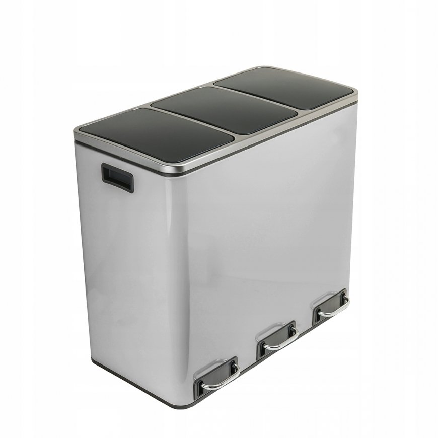 Spacetronik Metal Trash Can 3x18L Silver 54L – 2