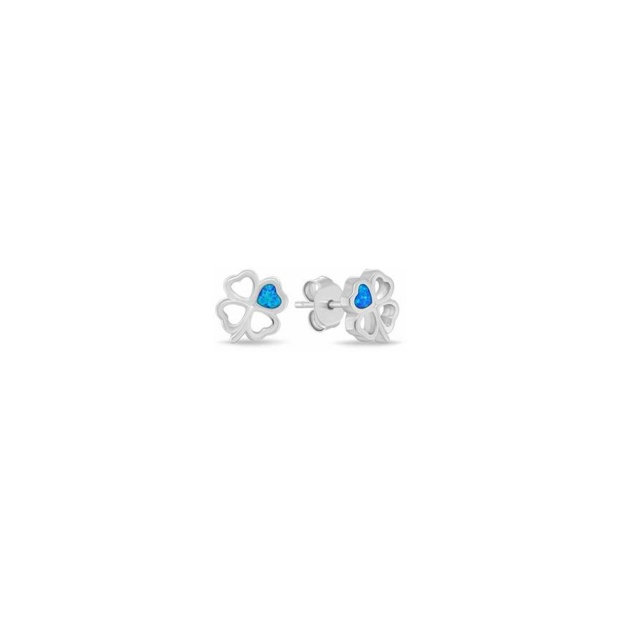 Brilio Silver Silver Earrings Four-Leaf Clover with Blue Opal EA1253WB