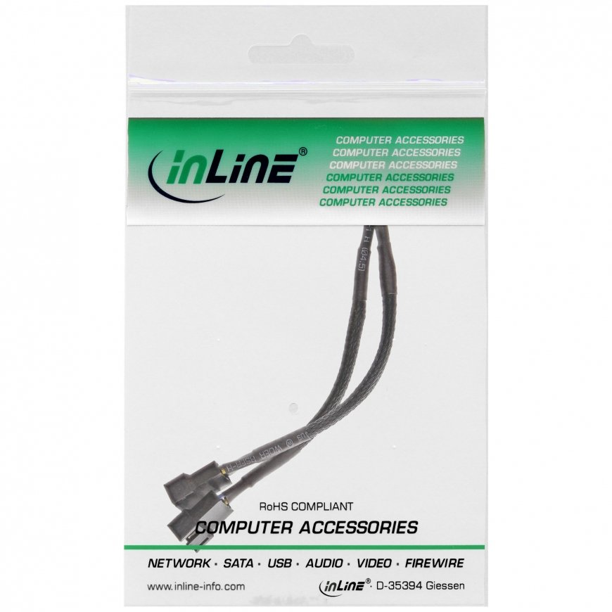InLine PWM fan power y-cable, 4pin. 1M/2F, 0.15m – 2