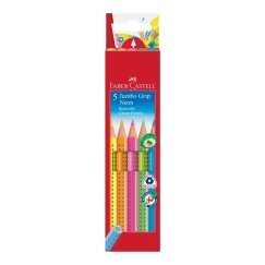 Faber-Castell Jumbo GRIP Zils, Zaļš, Oranžs, Rozā, Dzeltens 5 pcs